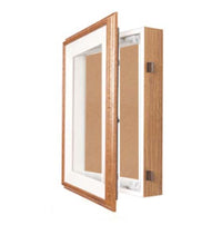 36x36 SwingFrame Designer Oak Wood Framed Cork Board Display Case 1" Deep
