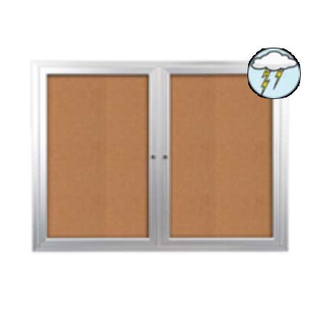 72x48 Enclosed Outdoor Bulletin Board Display Case with Smooth Radius Edges | 2-Door Cabinet