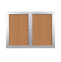 Indoor Enclosed 48x36 Enclosed Bulletin Board with Sleek Radius Edge | 2 Door Metal Display Cabinet