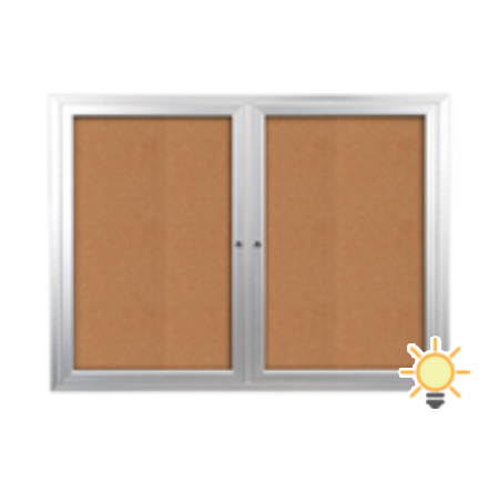 Enclosed Indoor Bulletin Boards 84 x 36 with Interior Lighting and Radius Edge (2 DOORS)