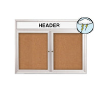 Enclosed Outdoor Bulletin Boards 72" x 30" with Message Header (2 DOOR)