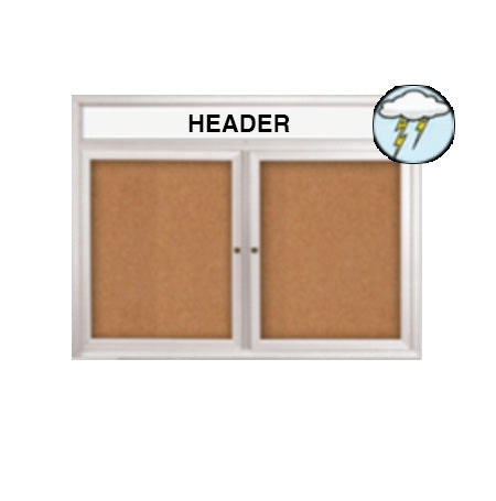 Enclosed Outdoor Bulletin Boards 96" x 48" with Message Header (2 DOORS)