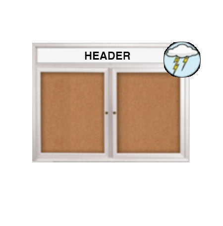 Enclosed Outdoor Bulletin Boards 42 x 32 with Message Header and Radius Edge (2 DOORS)