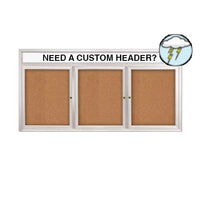 Enclosed Outdoor Bulletin Boards 72" x 36" with Message Header (3 DOOR)