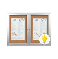 84 x 36 INDOOR Enclosed Bulletin Boards with Lights (2 DOORS)