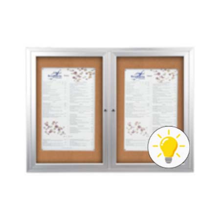 Enclosed Indoor 96x48 Bulletin Boards with Lights (Multiple Doors)