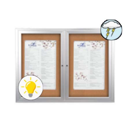 96 x 48 Enclosed Outdoor Bulletin Boards with Lights (2 DOORS)