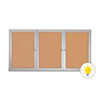 96 x 48 INDOOR Enclosed Bulletin Boards with Lights (3 DOORS)