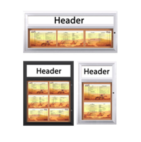 Indoor Enclosed Menu Cases with Header (8 1/2" x 14" Landscape Menus)