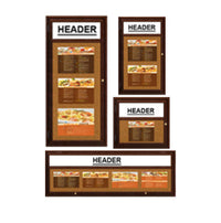 Indoor Enclosed Wood Menu Cases with Header (8 1/2" x 14" Landscape Menus)