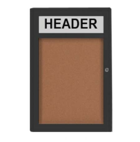 36 x 48 Indoor Enclosed Bulletin Board with Header and Light (Radius Edge)