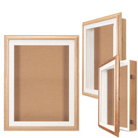 24x24 SwingFrame Designer Oak Wood Framed Cork Board Display Case 1" Deep