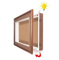 30x40 SwingFrame Designer Wood Framed Lighted Cork Board Display Case 1 Inch Deep